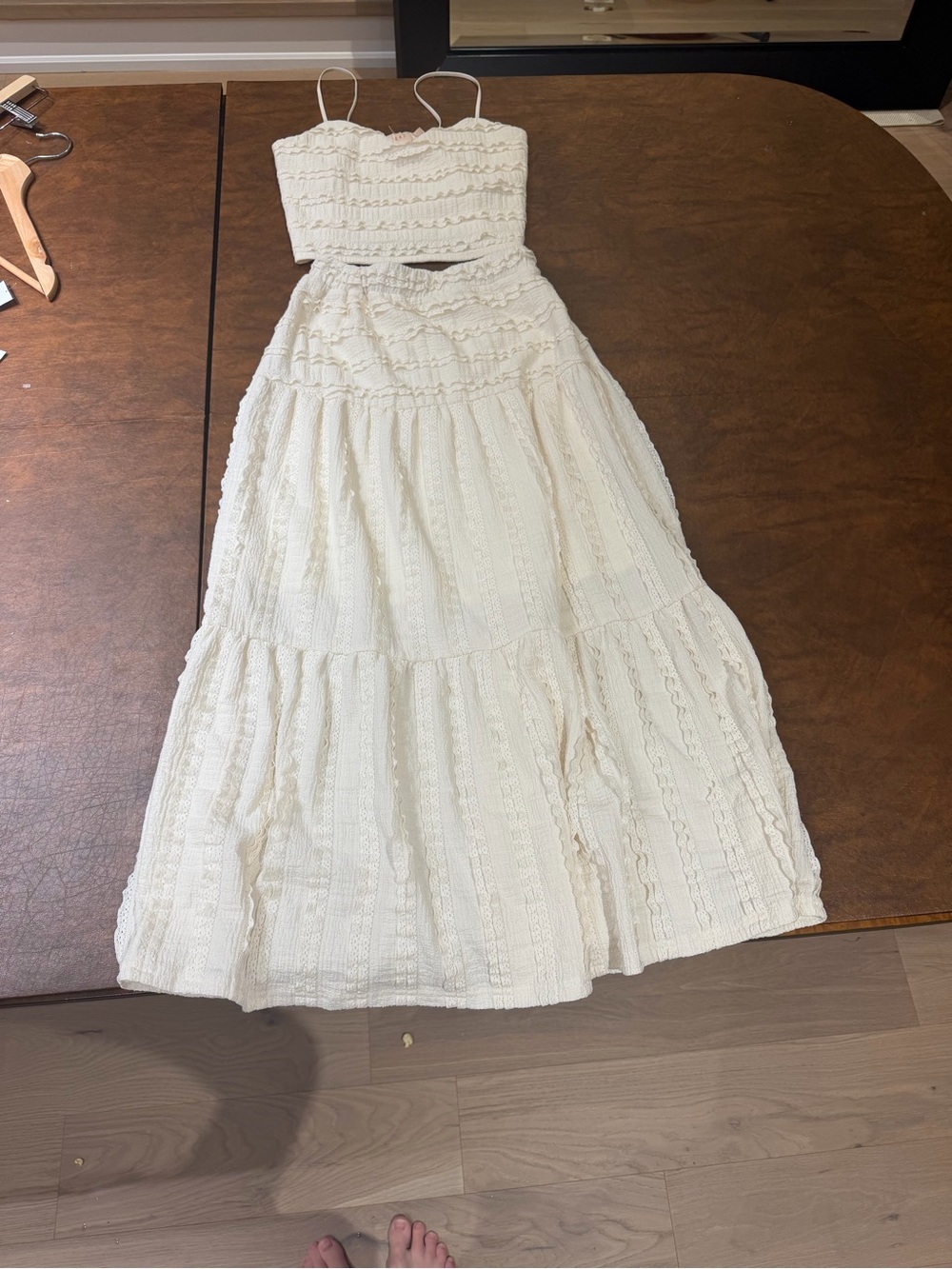 LG Off-White Lace Tiered Maxi Skirt
